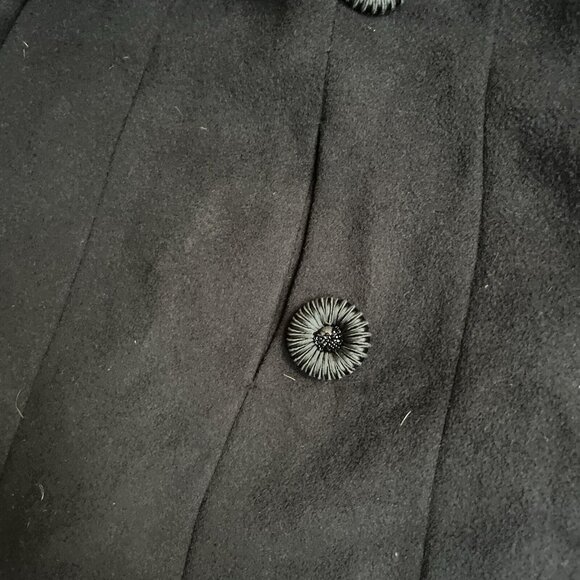 Vintage Michel Goma Coat Paris Black 50s Wool Button Down Coat Heavy‎ Lined - Picture 3 of 13